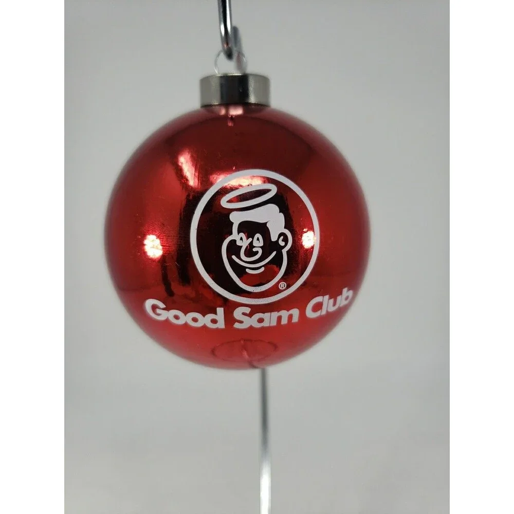 Good Sam Club Red Christmas Ornament Ball Plastic Original Storage Box Unused